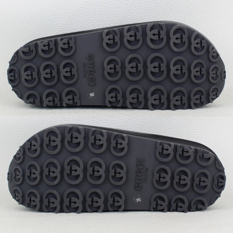 Gucci Interlocking G Women's Slide in Black Rubber Platform Sandals - Size 38/8W