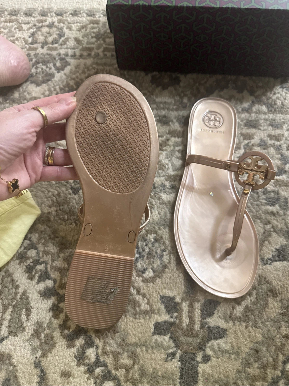 Tory Burch Mini Miller Jelly Thong Sandals Slides Brown Sz 8 M