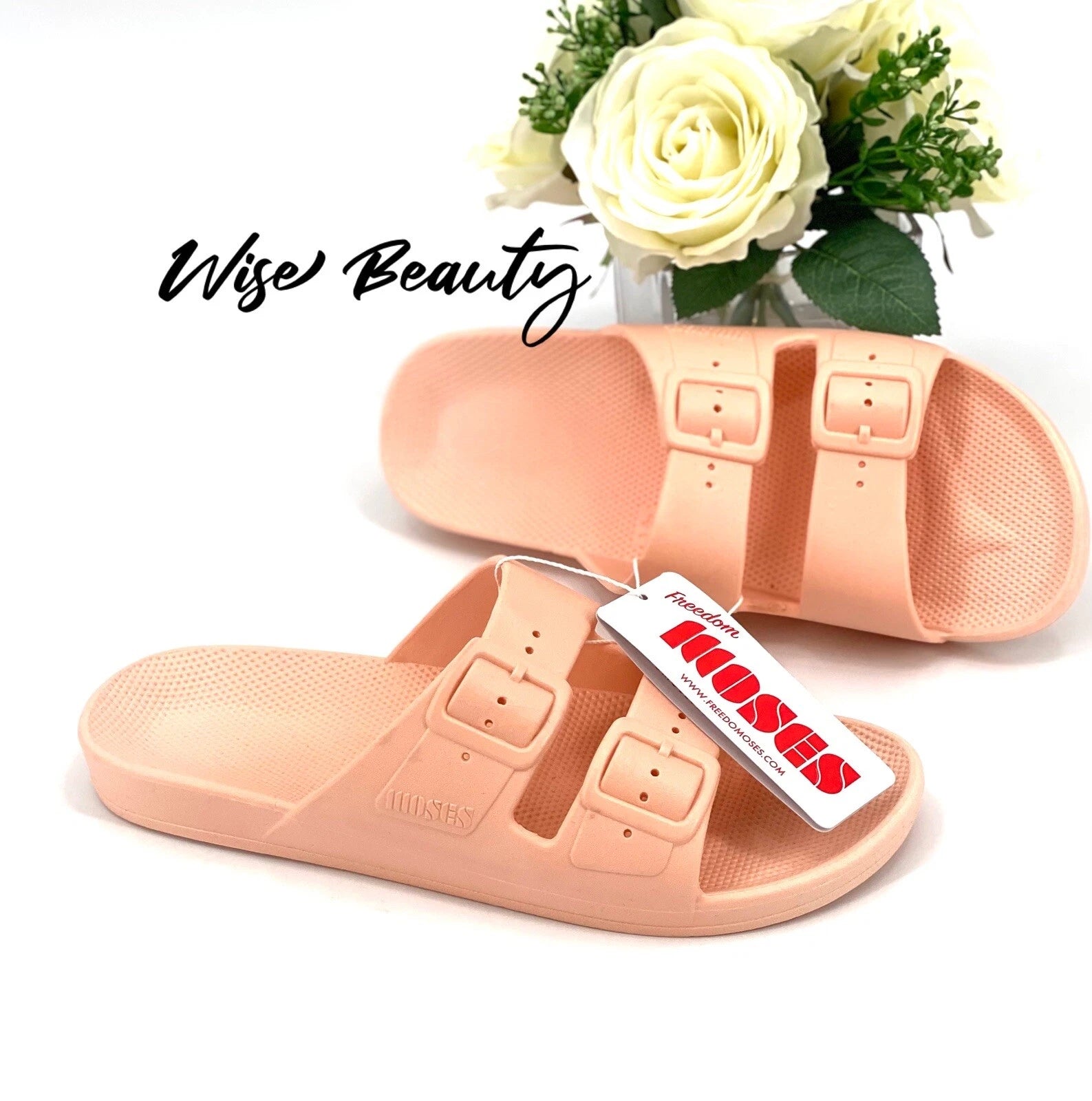 Freedom Moses Slide Sandals Women’s Size 10-10.5 Comfort Shoe Peach Baby