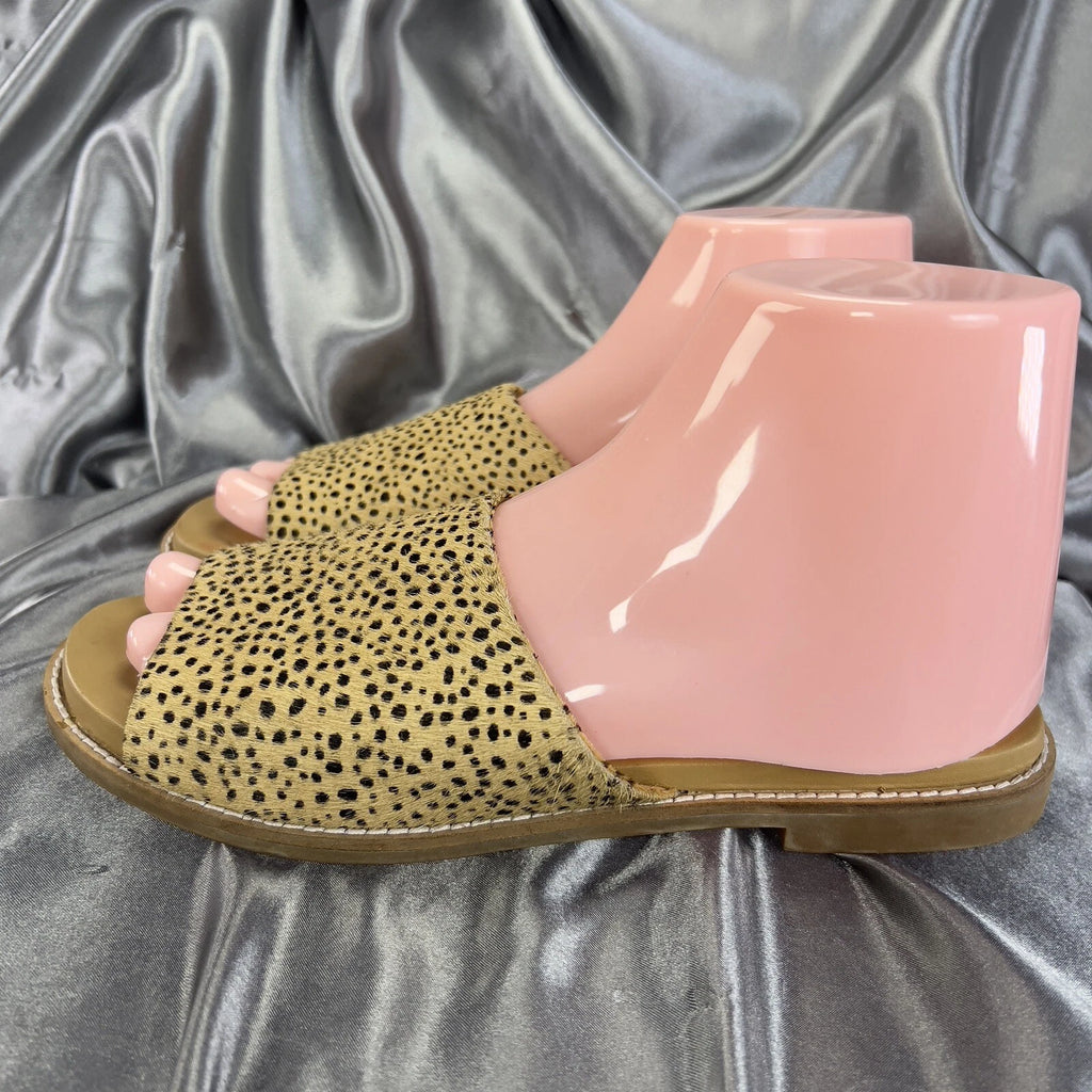 Hush Puppies Lexi Slide Women’s 8 Cheetah Print Calf Hair Sandals Summer Shoes