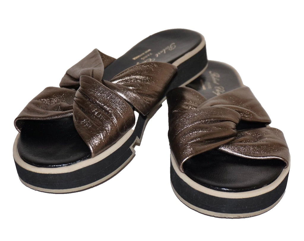 ROBERT CLERGERIE PARIS Bronze Leather Slip-On Platform Sandals US 8.5 FRANCE