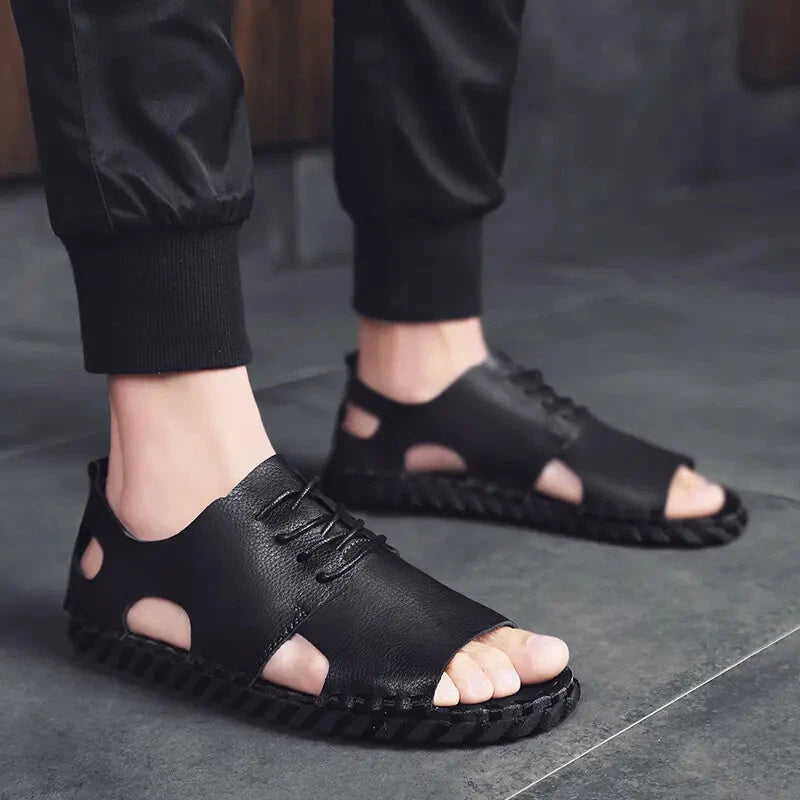 Summer Open Toe Sandals Lace Up Men's Flats Beach Holiday Fashion Shoes 38-44 sz