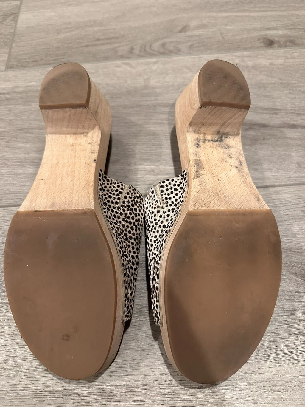 MADEWELL The Evelyn Clog Slide Sandal Dried Flax Print Calf Hair US 6.5MSRP $168
