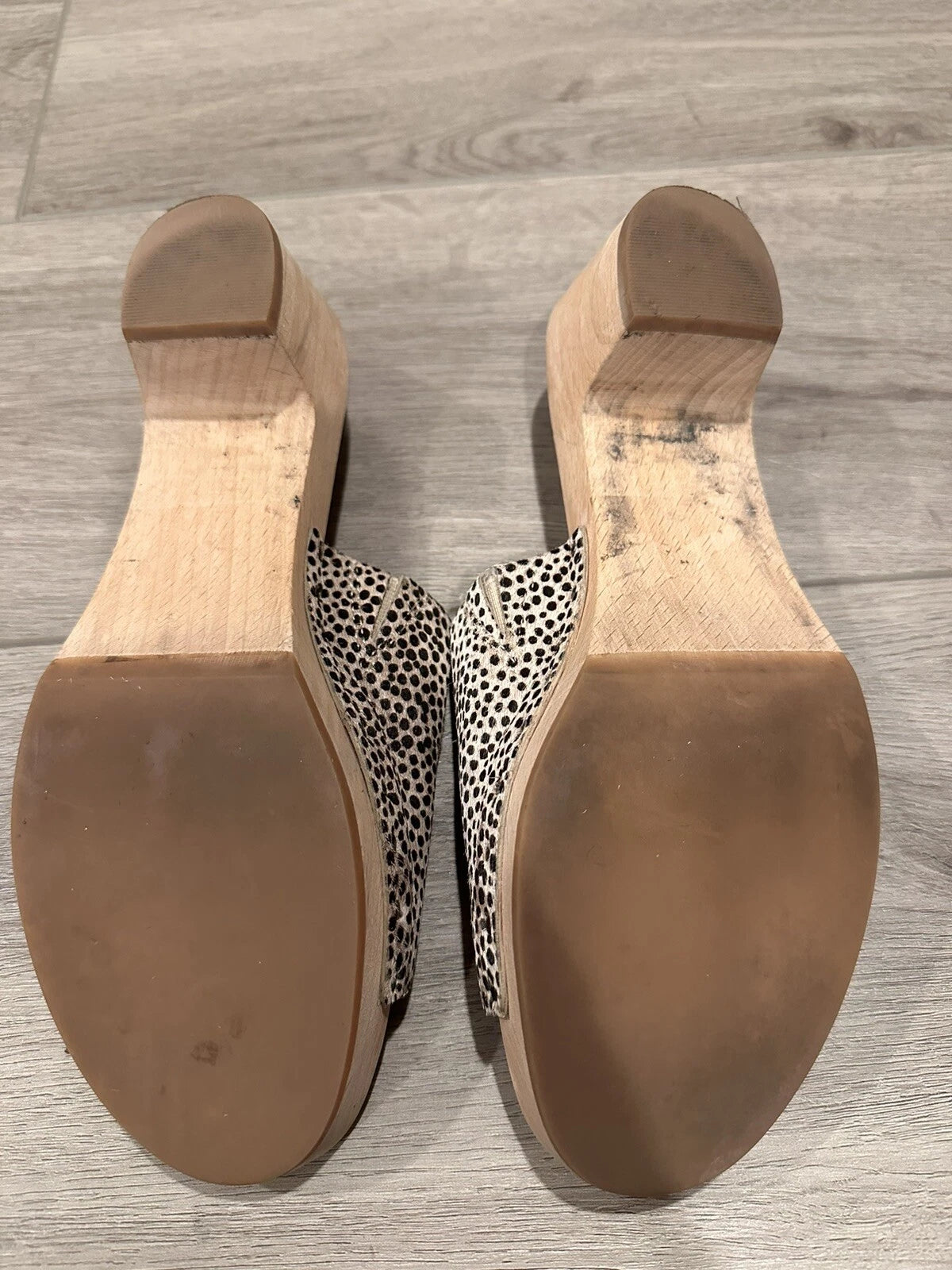 MADEWELL The Evelyn Clog Slide Sandal Dried Flax Print Calf Hair US 6.5MSRP $168