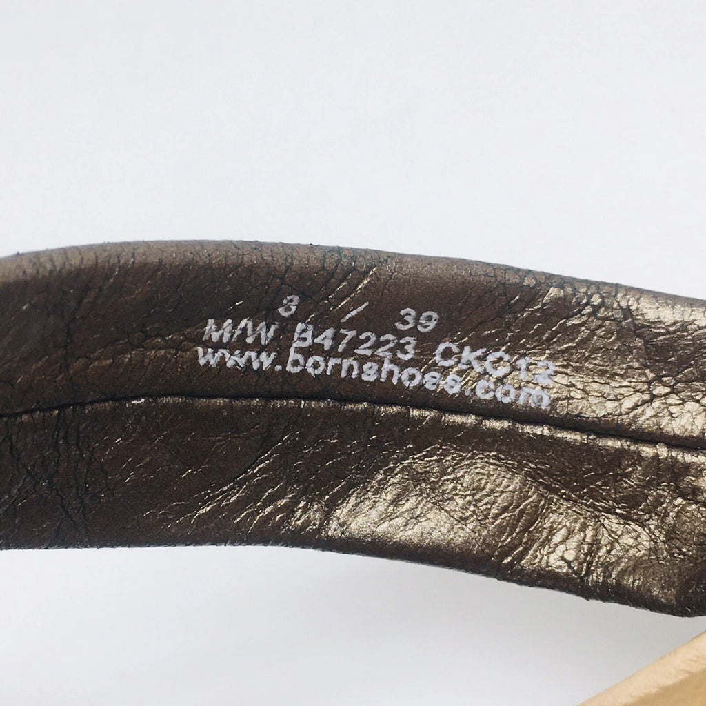Born Slide Sandals Women's 8/39 Bronze Leather Strap Flat Comfort Flip Flop