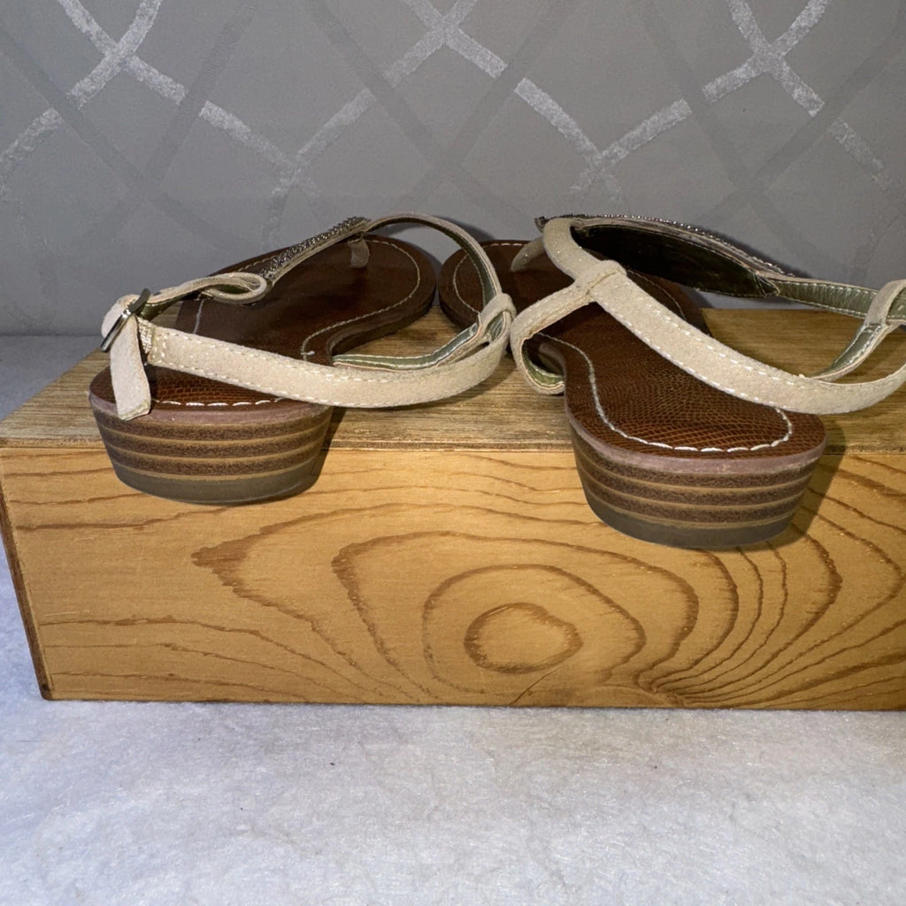CARLOS SANTANA Laverne Sequin Bling Embellished Sandals Size, Pewter, 8.5M