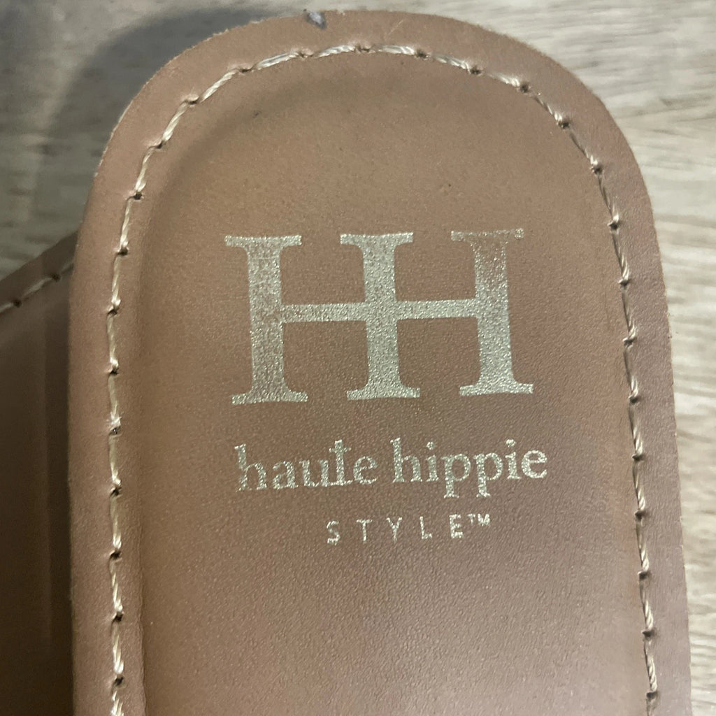 HAUTE HIPPIE  SZ  8 RIANNA SANDALS SLIDES Granny Core Fashion Brown  Square