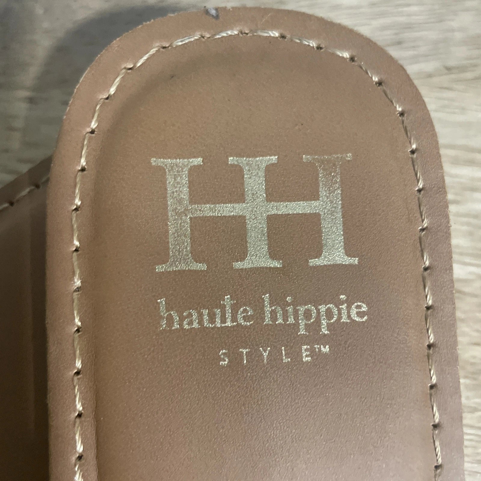 HAUTE HIPPIE  SZ  8 RIANNA SANDALS SLIDES Granny Core Fashion Brown  Square