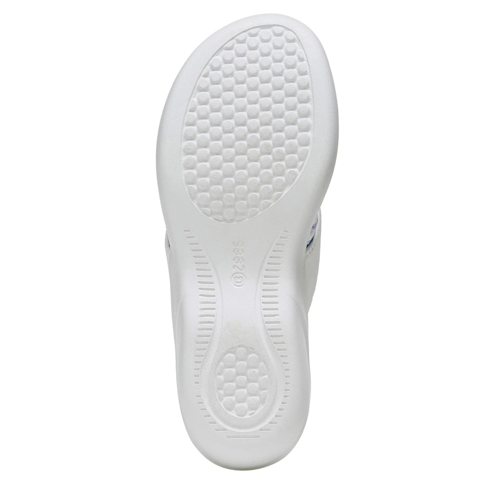 BZees Women's Cabana Sandal Flip-Flop, White/Rainbow Ripple Gore, 7 Wide