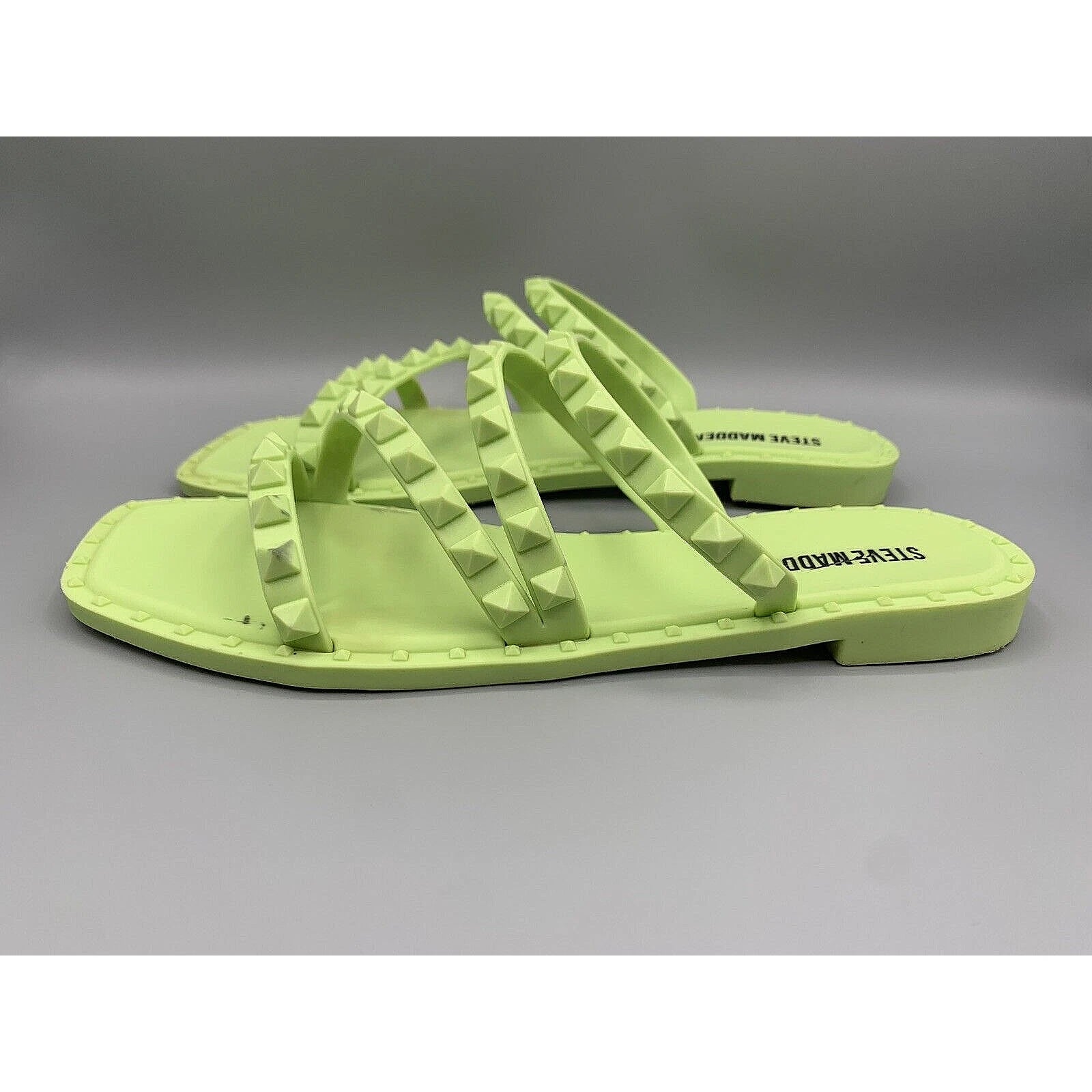 STEVE MADDEN Skyler-j Studded Neon Jelly Slide Sandals Flip Flops Women's Size 7
