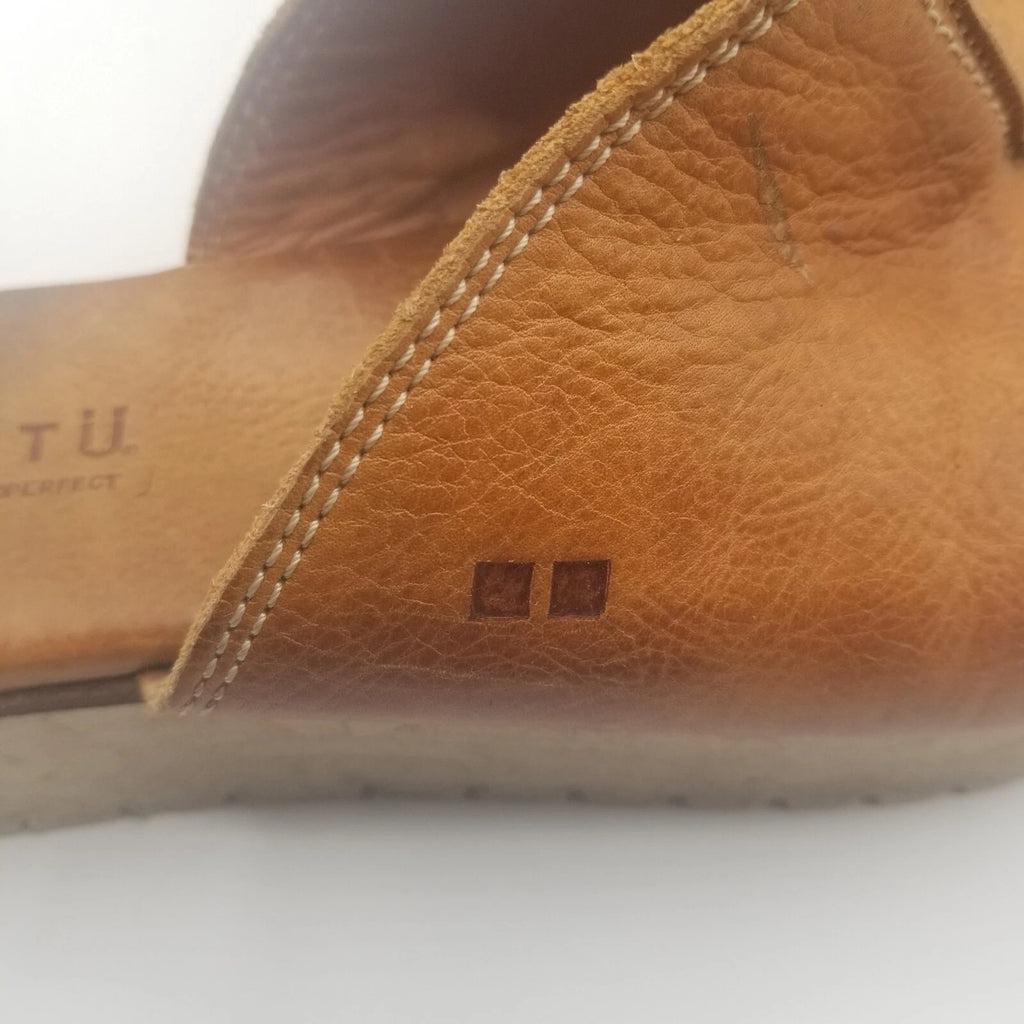 Bed Stu Fairlee II Platform Sandals Brown Distressed Leather Slide Womens Sz 9.5