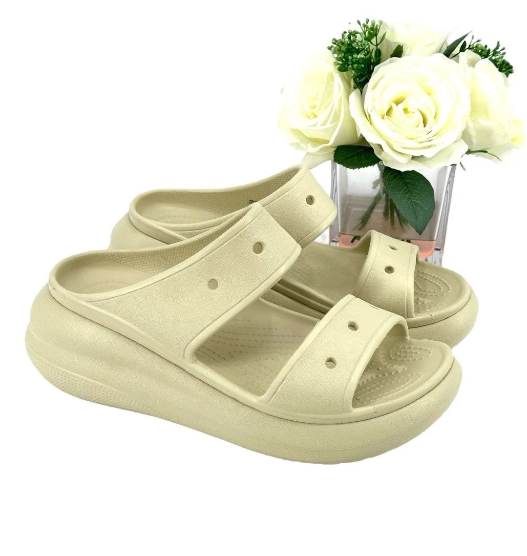 Crocs Crush Platform Slide Sandals Women’s Size 10 Shoe Bone Beige NEW