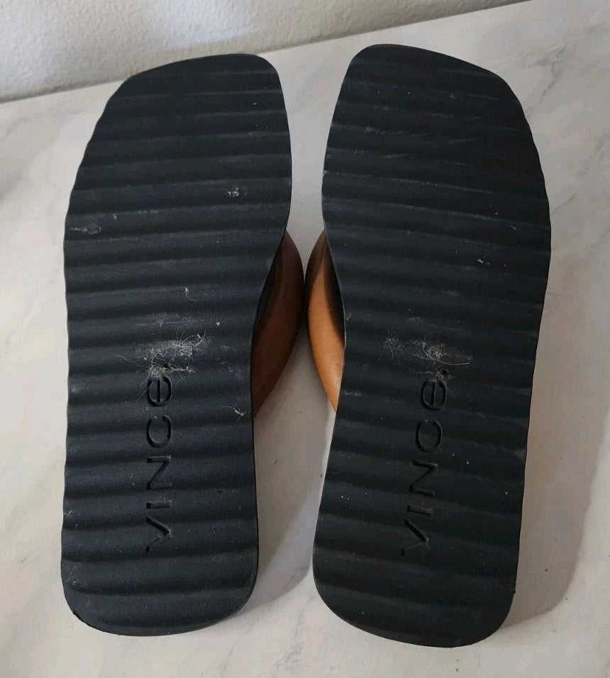 Vince Women's Serene Slip On Thong Slide Sandals Leather Sz US 8/EU 38.5