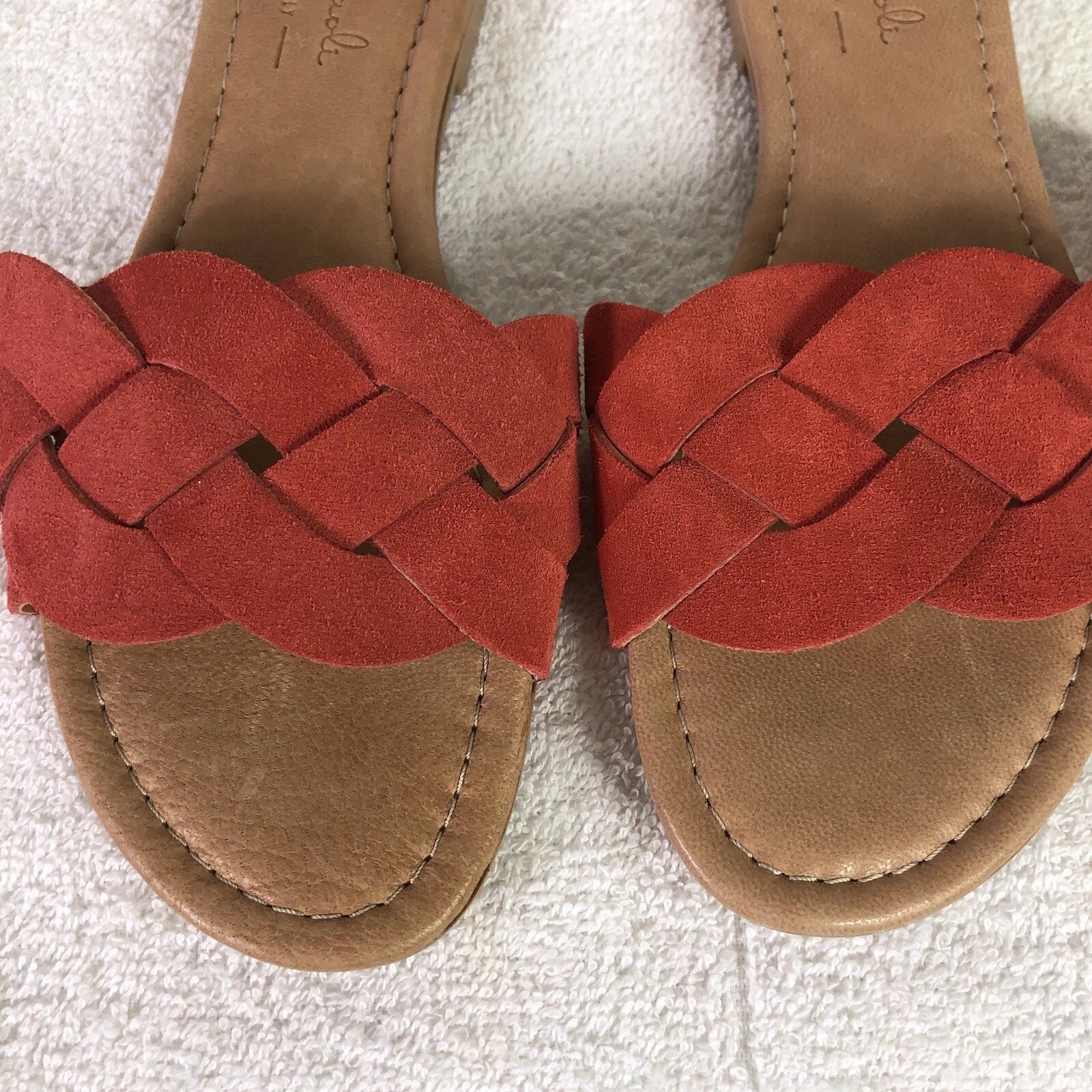 Mila Paoli women’s braided style slide sandals leather upper #12562 Sz 7.5 m