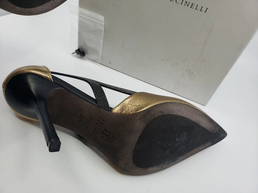 NEW Women's Brunello Cucinelli Embellished leather pumps monilli TRIM SZ EU 39.5
