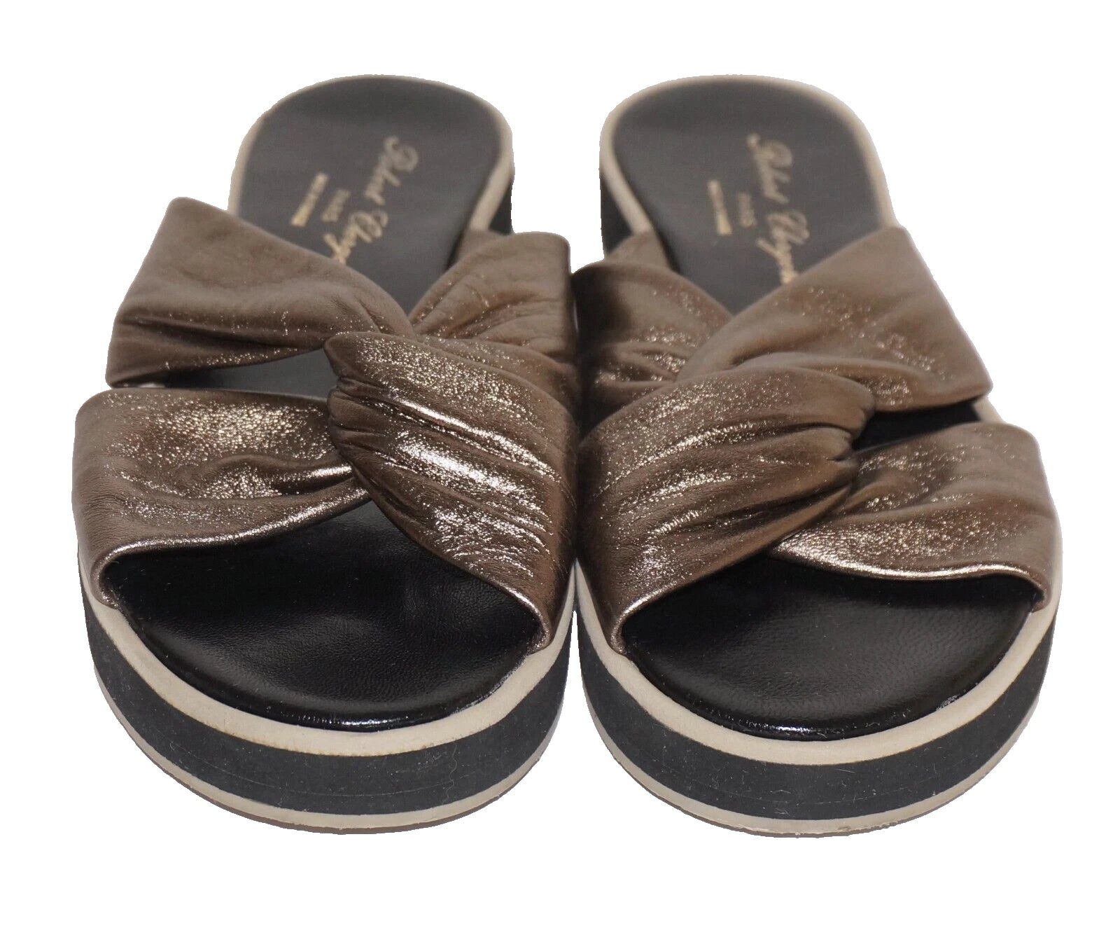 ROBERT CLERGERIE PARIS Bronze Leather Slip-On Platform Sandals US 8.5 FRANCE