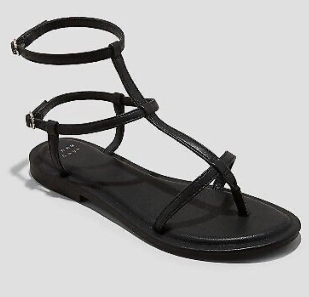A New Day Women's Black Gillian Gladiator Memory Foam Sandals Sz: 6.5 NWT $29.99
