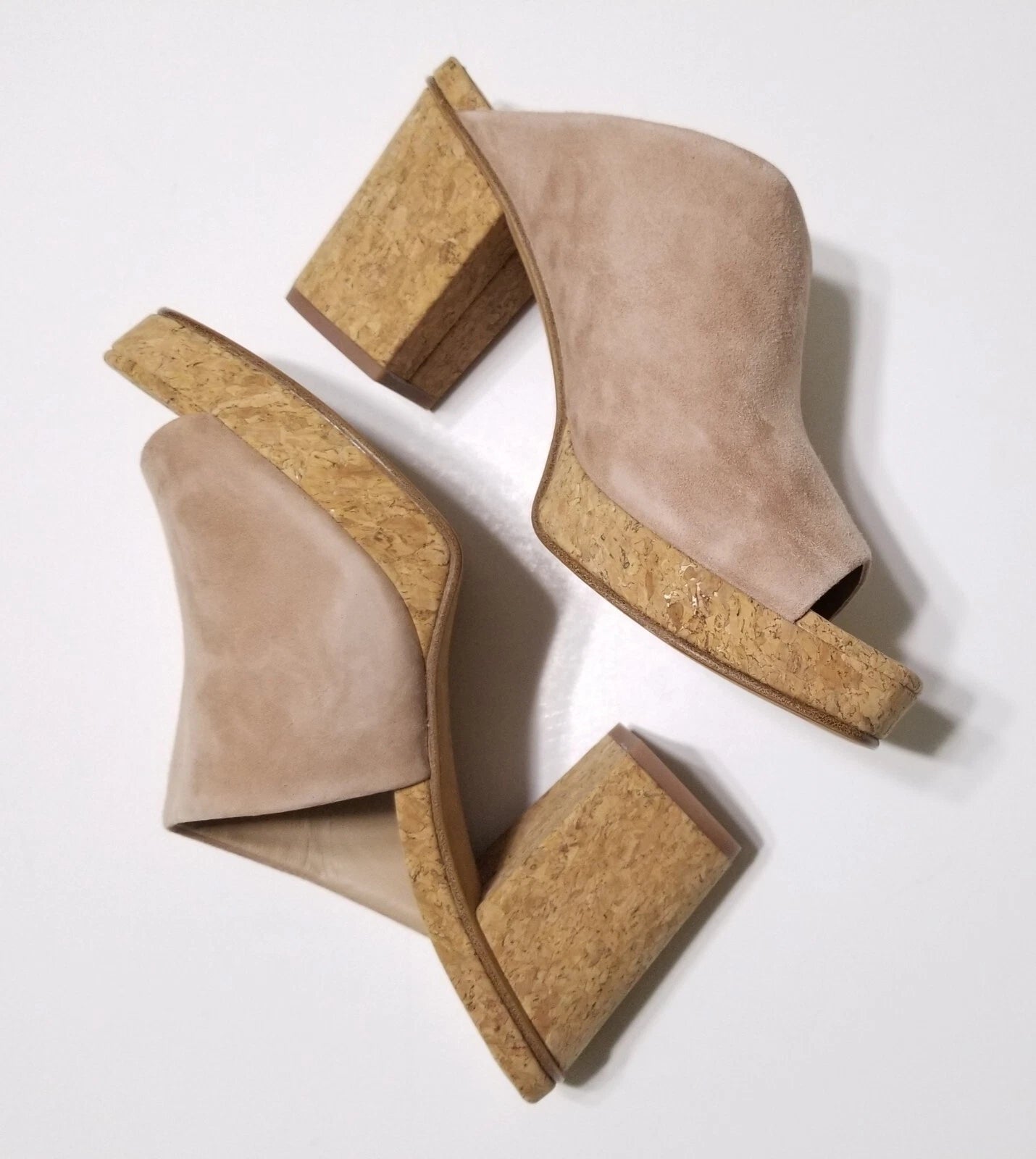 NIB Vince Wyatt Cork Block Heel Platform Slides Sandal in Oatmeal Size 9.5 $325