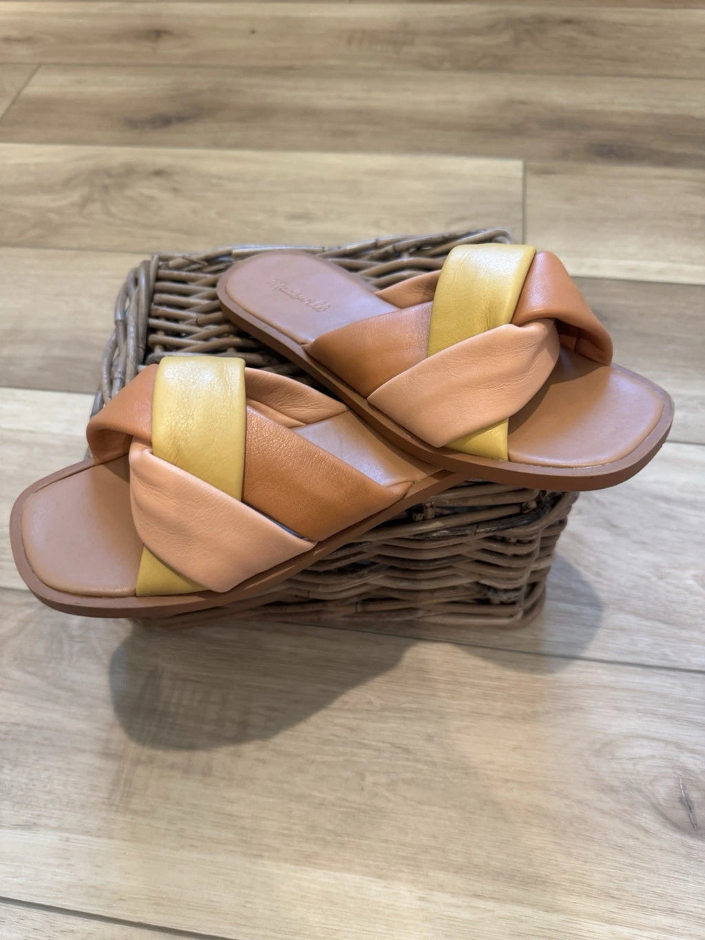 Madewell Women’s Size 9.5 Padded Braided Leather Slide Sandals Brunch Beach