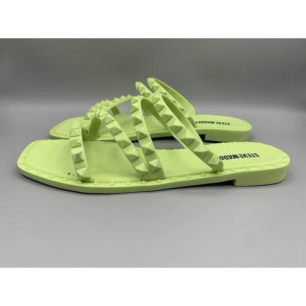 STEVE MADDEN Skyler-j Studded Neon Jelly Slide Sandals Flip Flops Women's Size 7