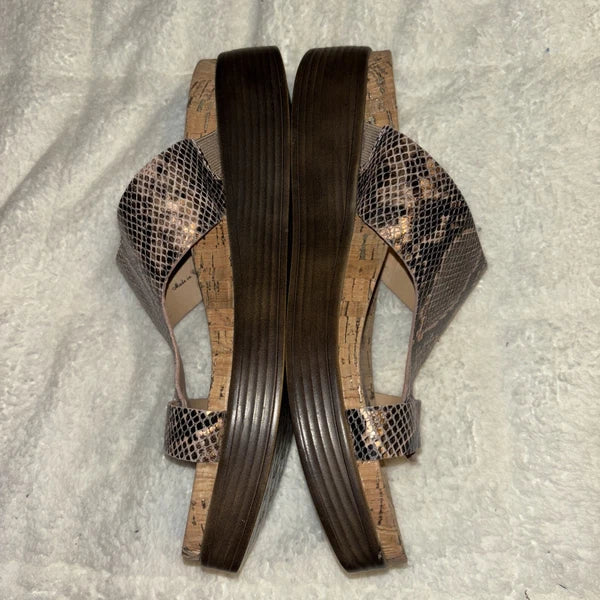 New Donald J Pliner Faina Light Bronze Metallic Python Sandals US 10 Slide Snake