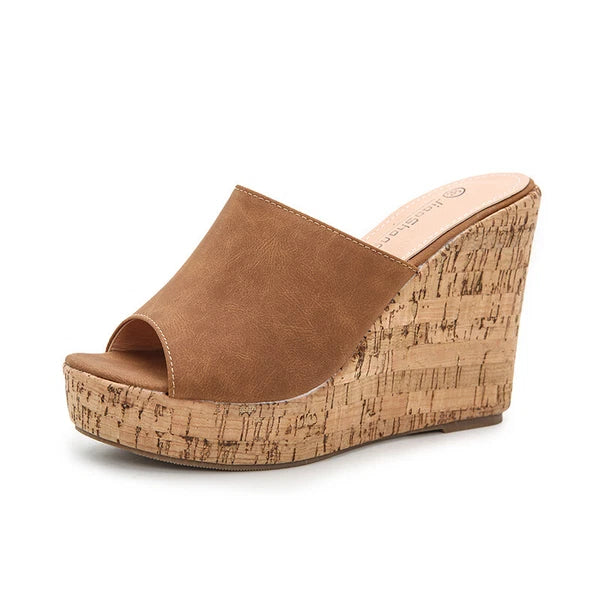 Women's High Wedge Heel Platform Mules Open Toe Sandals Summer Slippers Slide Sz