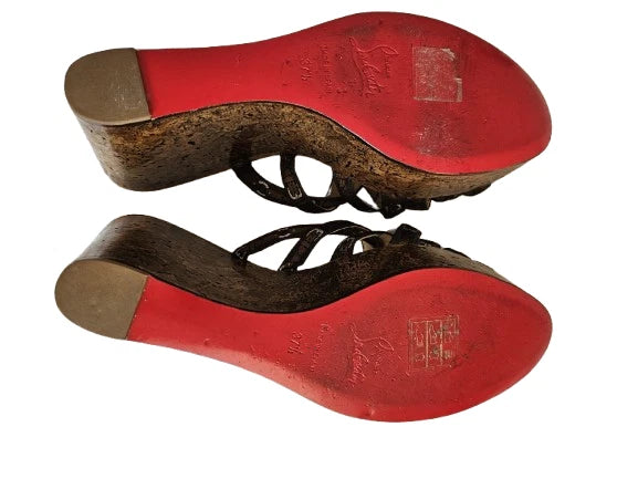 Louboutin crok wedge slide sandales