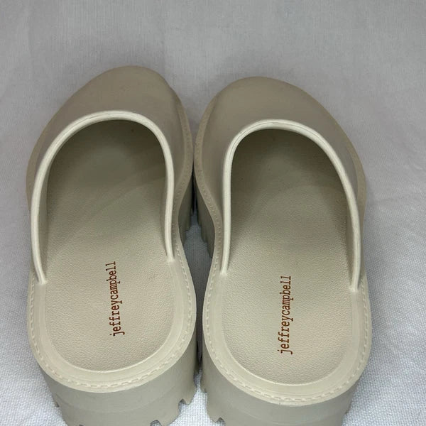 JEFFREY CAMPBELL Bae Platform Mules Beige Slide Y2K Chunky Clogs Women’s Size 10