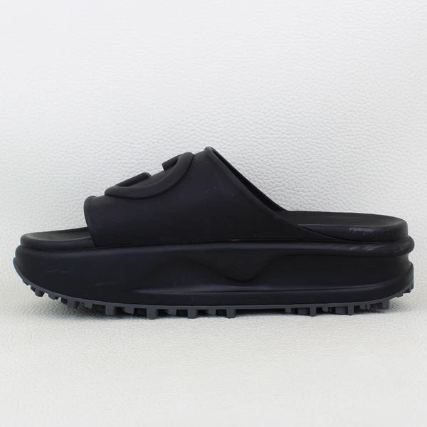Gucci Interlocking G Women's Slide in Black Rubber Platform Sandals - Size 38/8W