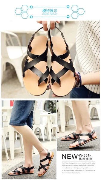 Roman Style Open Toe Casual Slingback Sandals Flats Summer Beach Holiday Mens Sz