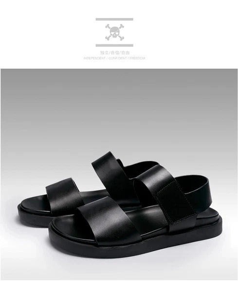 45 Open Toe Sandals Slingbacks Casual Real Leather Men's Beach Shoes Roman Style