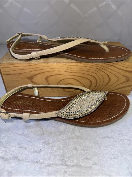 CARLOS SANTANA Laverne Sequin Bling Embellished Sandals Size, Pewter, 8.5M