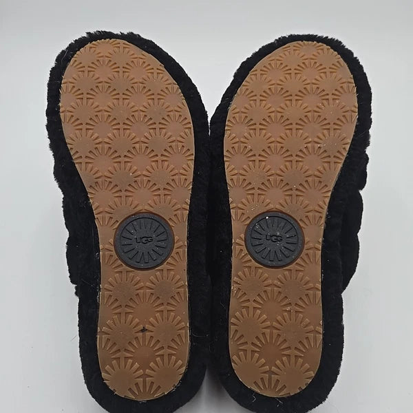 UGG Fluff Yeah Slides Size 8 Black Sandal Slipper Cozy Casual Everyday Fluffy