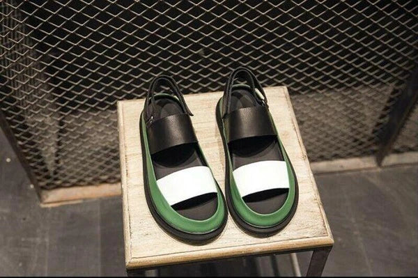 Match Men's Leather Gladiator Sandals Open Toe Shoes Slip On Roman Summer Formal