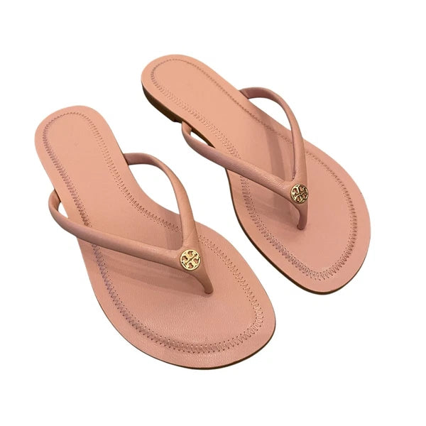 TORY BURCH Chelsea Leather Flip Flop Thong Sandals Rose Sachet Pink Size 7.5 NEW