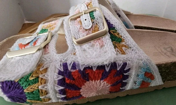 Dirty Laundry Crochet Sandals Women Sz 9 Slip On Shoes Boho Cute Hippie  Flat