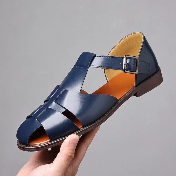 Roman Style Mens Closed Toe Sandals Buckle Flats Casual Business Shoes Summer sz