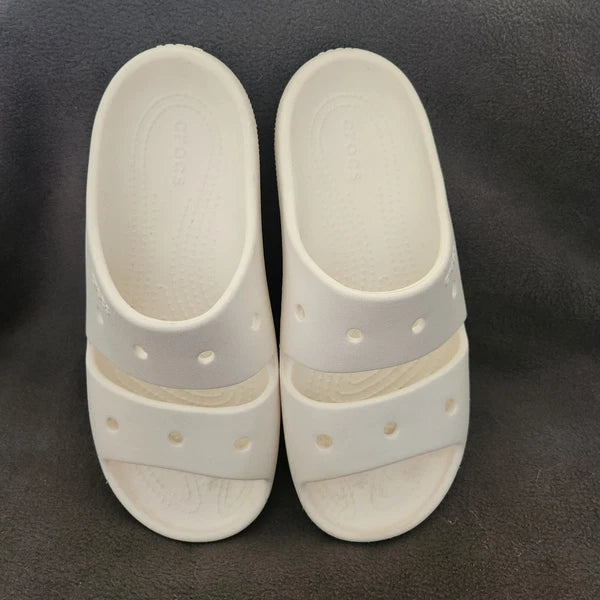 Crocs Unisex Classic Two Band Slide White Sandals W7/M5 Style 209403