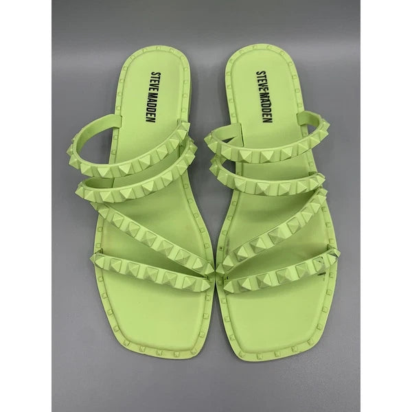 STEVE MADDEN Skyler-j Studded Neon Jelly Slide Sandals Flip Flops Women's Size 7