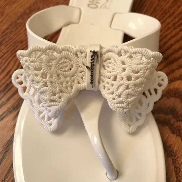 Salvatore Ferragamo Bali Jelly  Sandals Womens 6 Ivory White Rubber Flip Flops