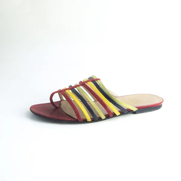 Ferragamo Slides Sandals - Multicolor Leather -  Womens US 9 B EU 39.5