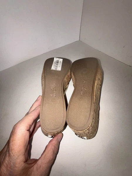 Sam Edelman Ramsey Sandals Womens US 8 Gold Leather Cork Wedge