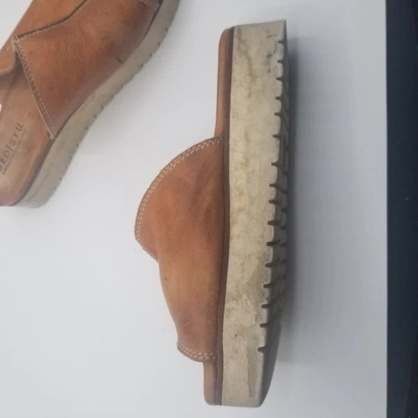 Bed Stu Fairlee II Platform Sandals Brown Distressed Leather Slide Womens Sz 9.5