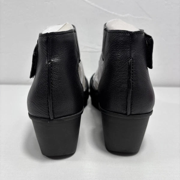 Naturalizer Riviera Womens Sz 8.5m Black Leather Flat Wedge Sandals NEW
