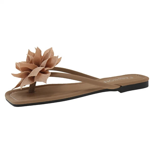 Women's Fashion Flip Flop Flat Sandals Floral Decor Summer Lightweight Slide