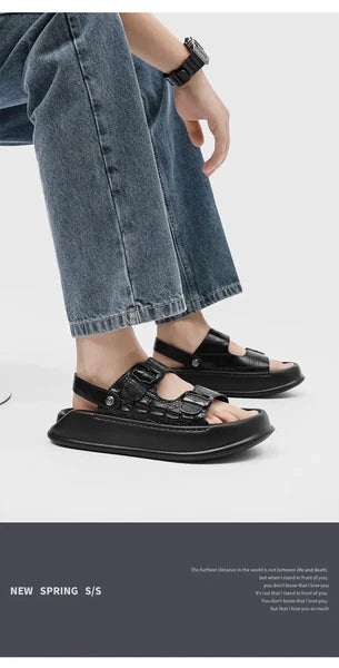 Mens Thick Soled Sandals Slipper Open Toe Outdoor Fashion Summer Slingback Beach