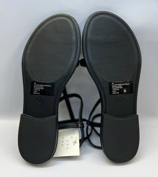 A New Day Women's Black Gillian Gladiator Memory Foam Sandals Sz: 6.5 NWT $29.99