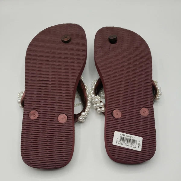 Original HAVAIANAS Flip Flops Women with Pearl/Beads Fashion Finished 37-38 NEW