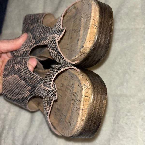 New Donald J Pliner Faina Light Bronze Metallic Python Sandals US 10 Slide Snake