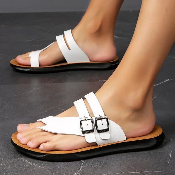 2025 Men's Clip Toe Flat Beach Summer Holiday Sandals Casual Faux Leather Shoes